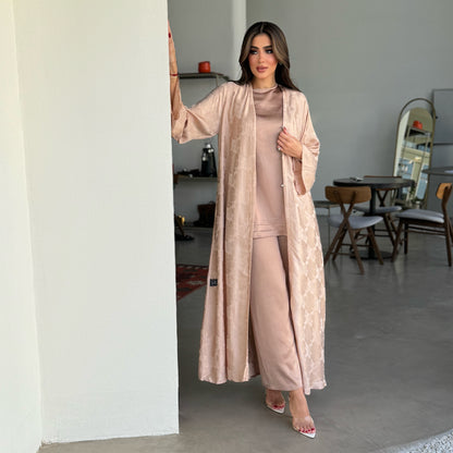 Beige silk abaya