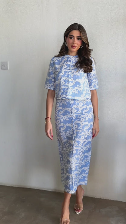 Blue floral suit